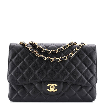 Chanel Classic Single Flap Bag Quilted Caviar Jumbo