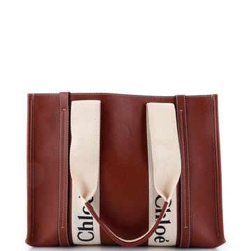 Chloe Woody Tote Leather with Canvas Medium