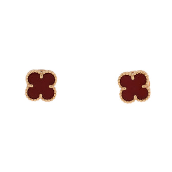 Van Cleef & Arpels Sweet Alhambra Stud Earrings 18K Rose Gold and Carnelian