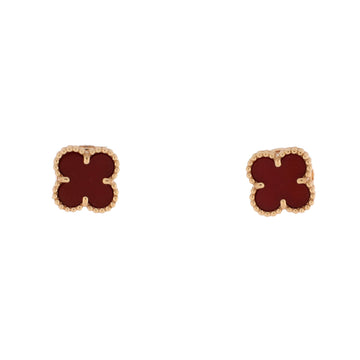 Van Cleef & Arpels Sweet Alhambra Stud Earrings 18K Rose Gold and Carnelian