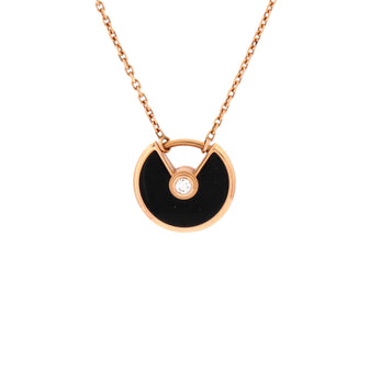 Cartier Amulette de Cartier Pendant Necklace 18K Pink Gold with Onyx and Diamond XS