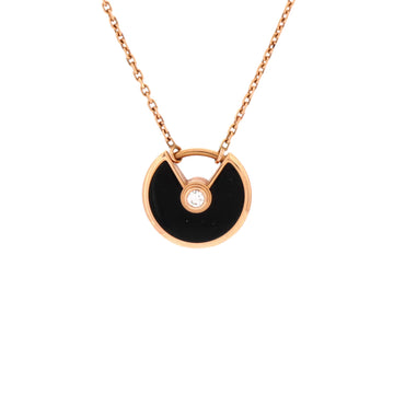 Cartier Amulette de Cartier Pendant Necklace 18K Pink Gold with Onyx and Diamond XS