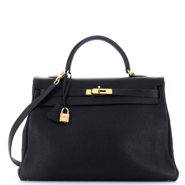 Hermes Kelly Handbag Black Togo with Gold Hardware 35