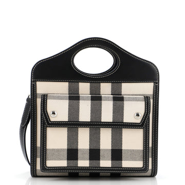 Burberry Pocket Tote Check Canvas with Leather Mini