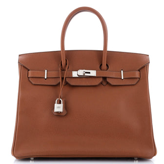 Hermes Birkin Handbag Brown Vache Liegee with Palladium Hardware 35