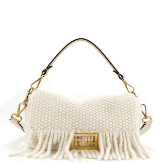 Fendi Baguette NM Bag Knit Wool with Fringe Medium