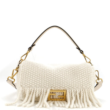Fendi Baguette NM Bag Knit Wool with Fringe Medium