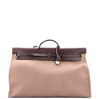 Hermes Herbag Zip Leather and Toile 50