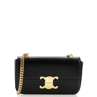 Celine Triomphe Chain Shoulder Bag Leather Small