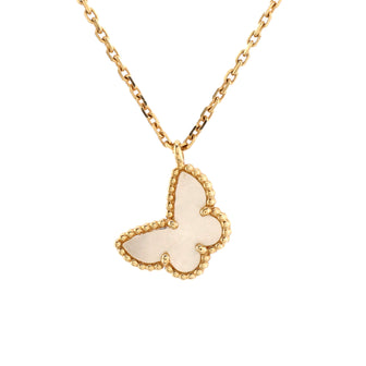 Van Cleef & Arpels Sweet Alhambra Butterfly Pendant Necklace 18K Yellow Gold and Mother of Pearl