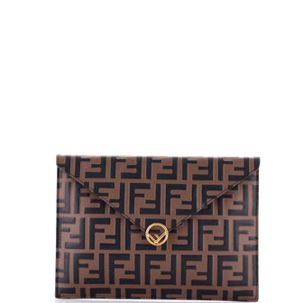 Fendi F is Fendi Envelope Flat Pouch Zucca Embossed Leather Large