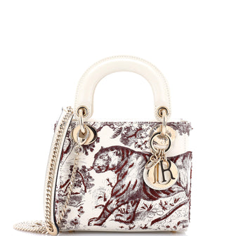 Christian Dior Toile de Jouy Lady Dior Chain Bag Beaded Leather Mini