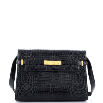 Saint Laurent Manhattan Shoulder Bag Crocodile Embossed Leather Medium