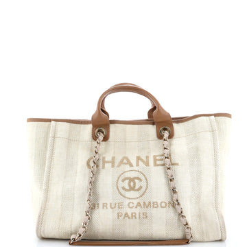 Chanel Deauville Tote Striped Mixed Fibers Medium