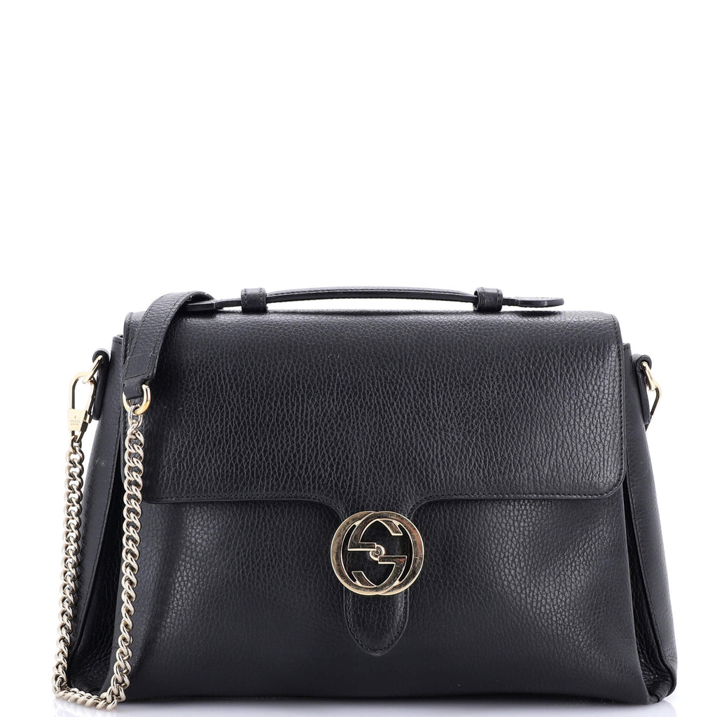 Gucci Interlocking Top Handle Bag Leather Medium 321630
