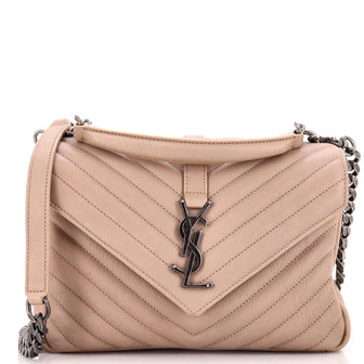 Saint Laurent Classic Monogram College Bag Matelasse Chevron Leather Medium