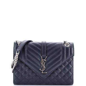 Saint Laurent Classic Monogram Envelope Satchel Mixed Matelasse Leather Medium