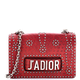 Christian Dior J'Adior Flap Bag Studded Embossed Leather Medium