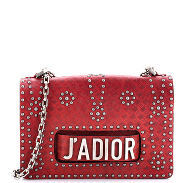 Christian Dior J'Adior Flap Bag Studded Embossed Leather Medium