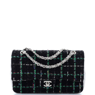 Chanel Classic Double Flap Bag Tweed and Quilted Lambskin Medium