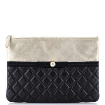 Chanel Pearl O Case Clutch Quilted Lambskin and Calfskin Medium