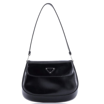 Prada Cleo Flap Shoulder Bag Spazzolato Leather Small
