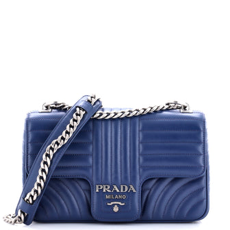 Prada Chain Flap Shoulder Bag Diagramme Quilted Leather Medium