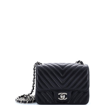 Chanel Square Classic Single Flap Bag Chevron Lambskin Mini