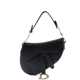 Christian Dior Saddle Handbag Satin with Crystals Mini