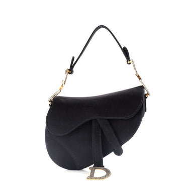 Christian Dior Saddle Handbag Satin with Crystals Mini