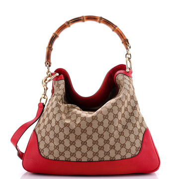 Gucci Diana Bamboo Shoulder Bag GG Canvas Medium