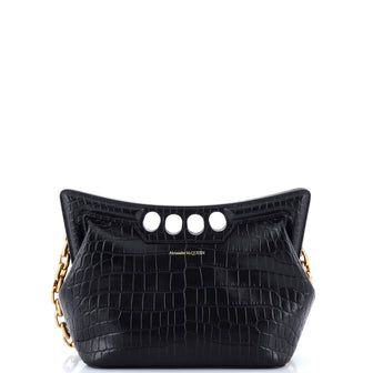 Alexander McQueen The Peak Chain Shoulder Bag Crocodile Embossed Leather Mini