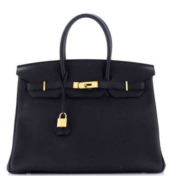 Hermes Birkin Handbag Black Togo with Gold Hardware 35