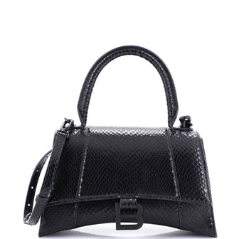Balenciaga Hourglass Top Handle Bag Snakeskin Embossed Leather Small