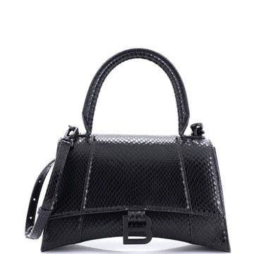 Balenciaga Hourglass Top Handle Bag Snakeskin Embossed Leather Small