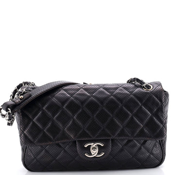 Chanel Punch Flap Bag Quilted Perforated Lambskin Jumbo