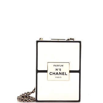 321893 Chanel No.5 Perfume Box Evening Clutch Leather Black 3218931