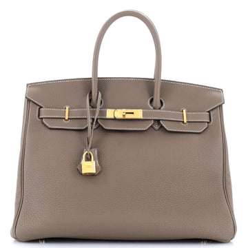 Hermes Birkin Handbag Grey Togo with Gold Hardware 35
