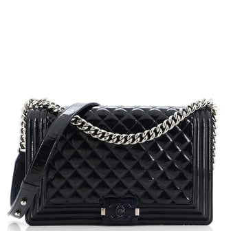 Chanel Boy Flap Bag Quilted Plexiglass Patent New Medium