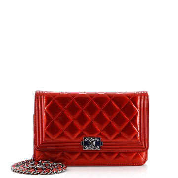 Chanel Boy Wallet on Chain Quilted Patent