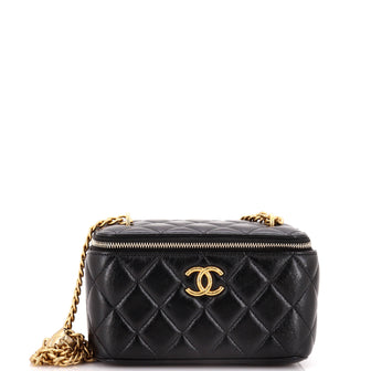 Chanel All Slide Long Vanity Case with Chain Quilted Lambskin Small