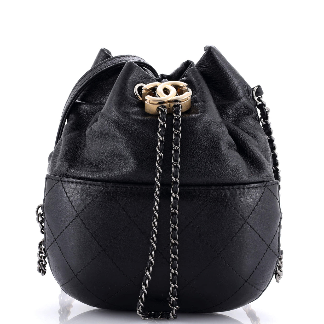Chanel Gabrielle Drawstring Bag Quilted Calfskin Small Black 3220111