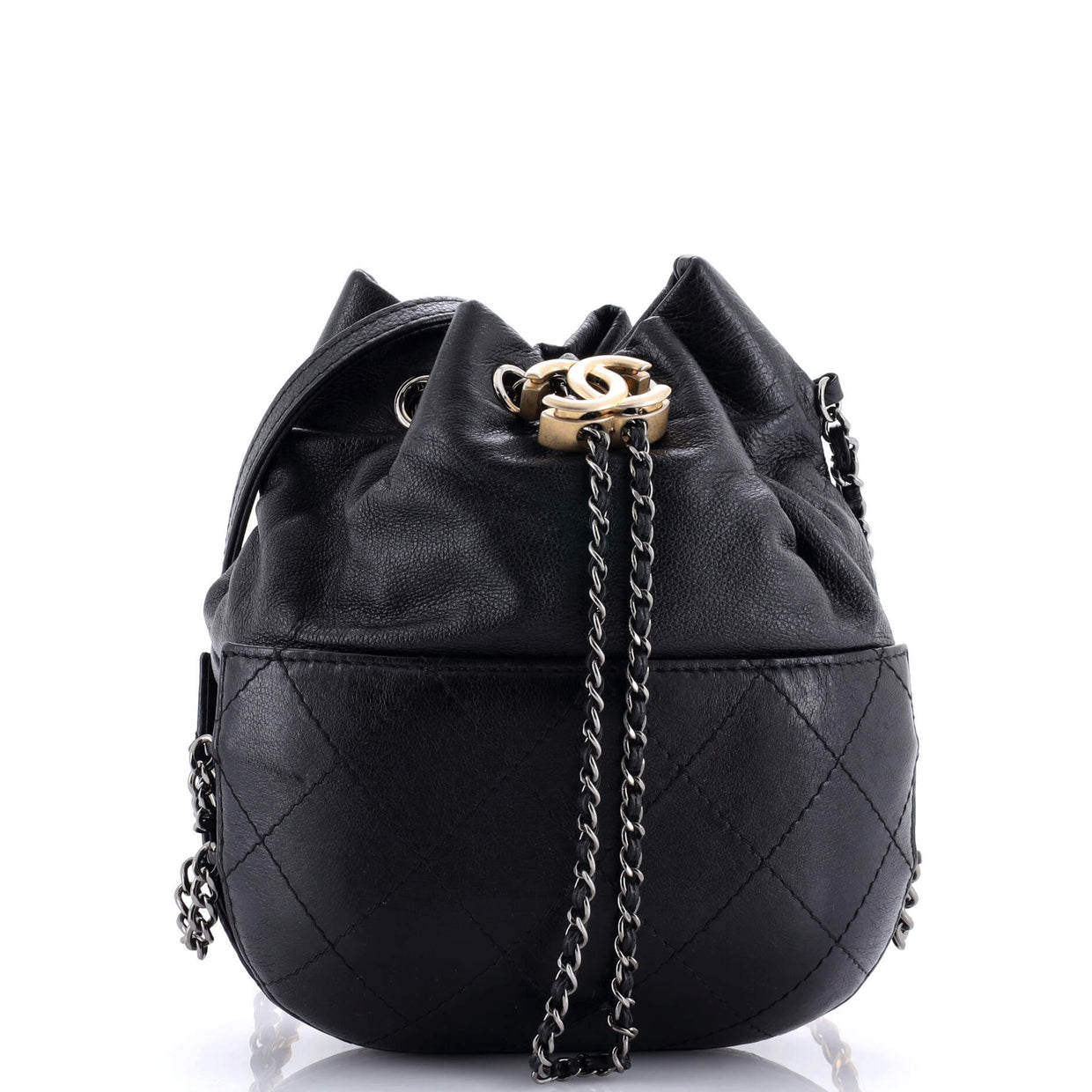 Chanel Gabrielle Drawstring Bag Quilted Calfskin Small Black 3220111