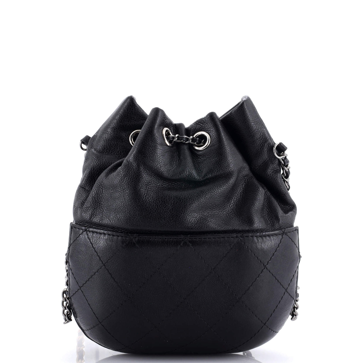 Chanel Gabrielle Drawstring Bag Quilted Calfskin Small Black 3220111