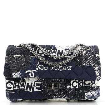 Chanel Reissue 2.55 Flap Bag Quilted Printed Jersey 225
