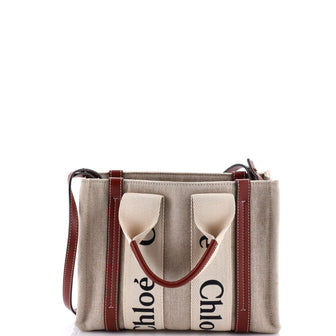 Chloe Woody Convertible Tote Canvas with Leather Small