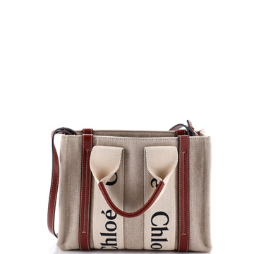 Chloe Woody Convertible Tote Canvas with Leather Small