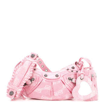Balenciaga Le Cagole Giant Studs Shoulder Bag BB Denim XS