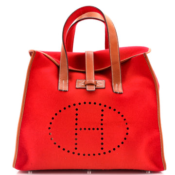 Hermes Feu2Dou Tote Wool and Leather