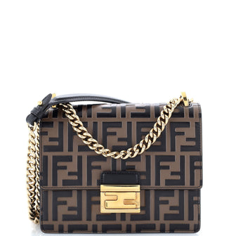 Fendi Kan U Shoulder Bag Zucca Embossed Leather Small